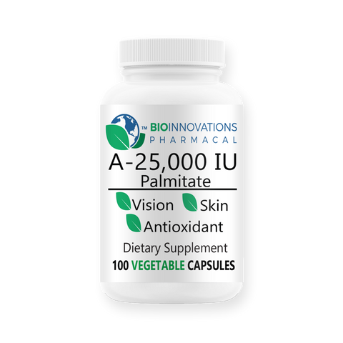 Vitamin A, 25,000 IU, 100 vegetable capsules