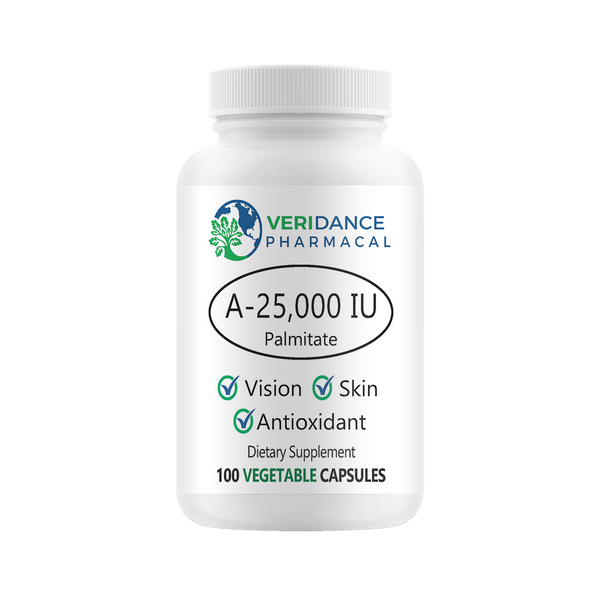 Vitamin A 25,000 IU | High-Potency Retinyl Palmitate for Vision & Immunity Support – 100 Vegetable Capsules