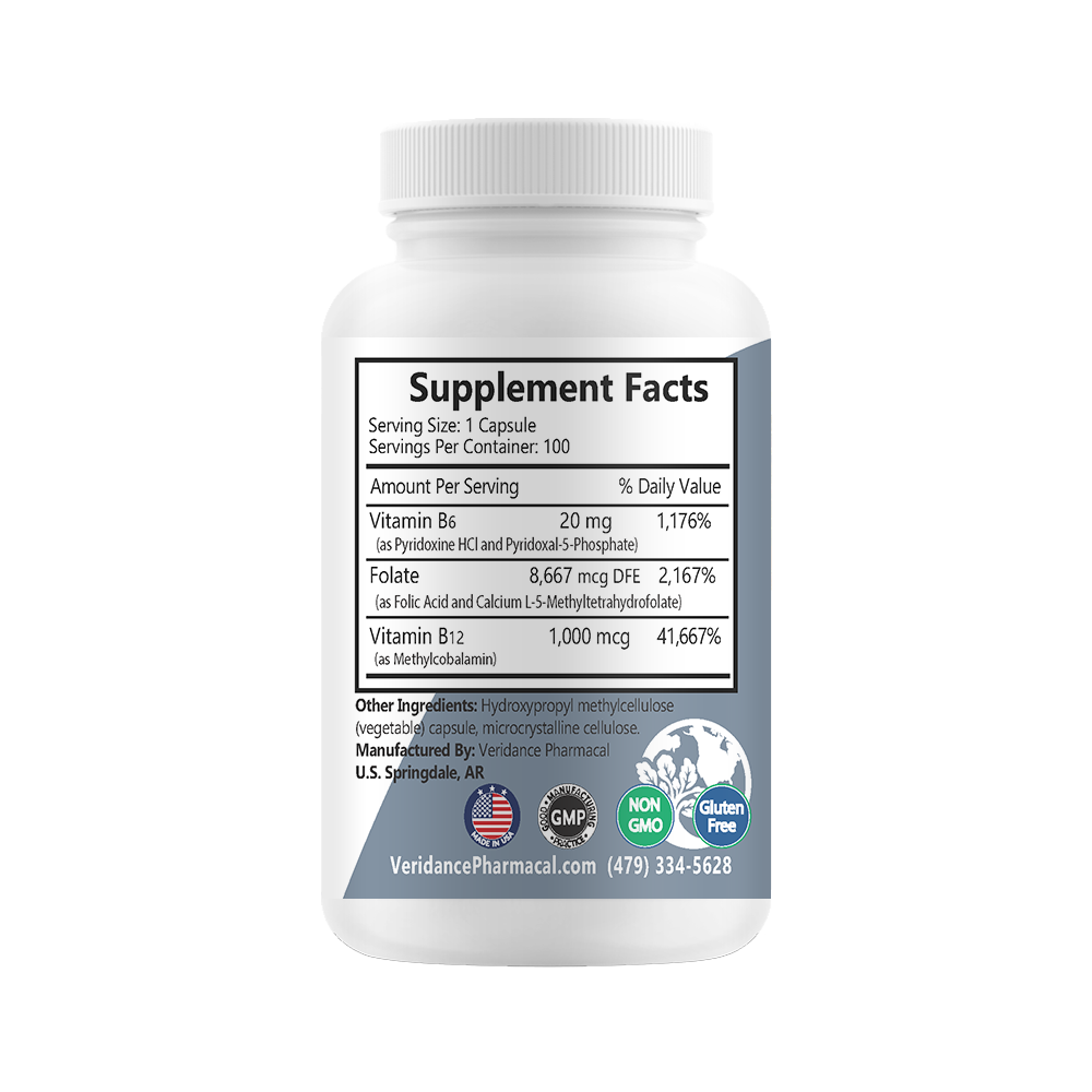 B6 Complex: B6, B9 & B12 – 100 Vegetable Capsules