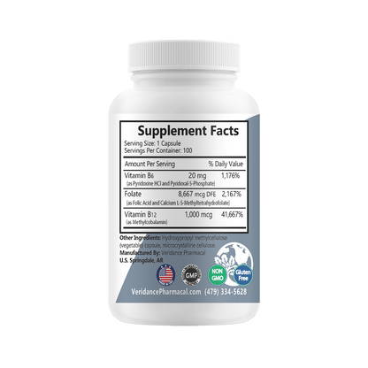 B6 Complex: B6, B9 & B12 – 100 Vegetable Capsules