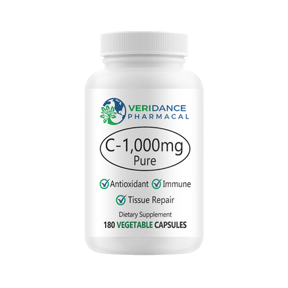 Vitamin C 1000mg – Ultra Pure, Non-GMO | 180 Vegetable Capsules