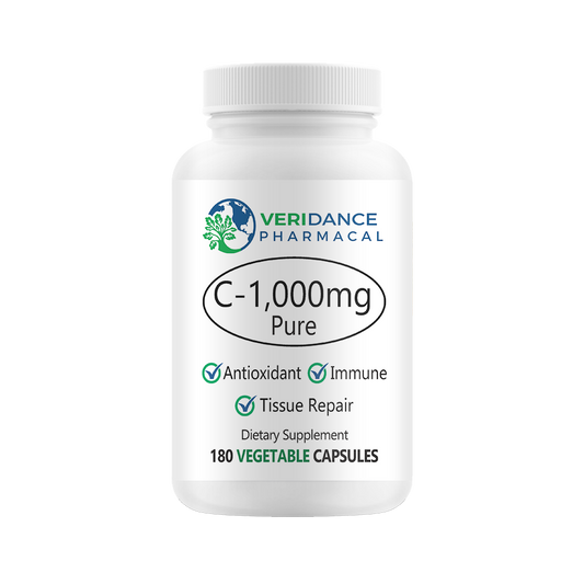 Vitamin C 1000mg – Ultra Pure, Non-GMO | 180 Vegetable Capsules
