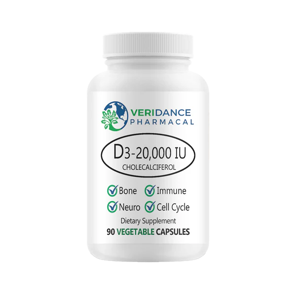 Vitamin D3 20,000 IU (500mcg) – 90 Tiny Soft Vegetable Capsules