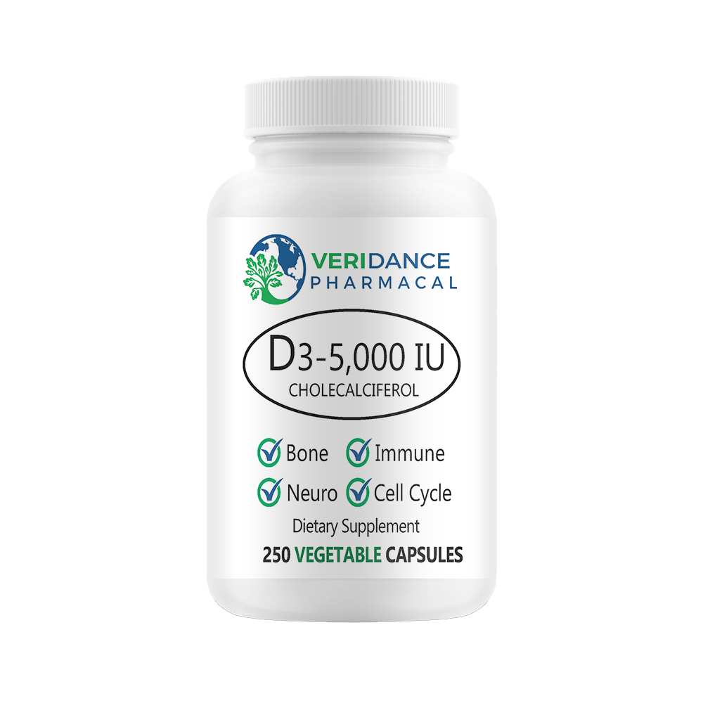 Vitamin D3 5000 IU (125mcg) – 250 Vegetable Capsules