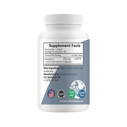 Vitamin E 1000 IU – 100 Softgels, Bio-E Formula