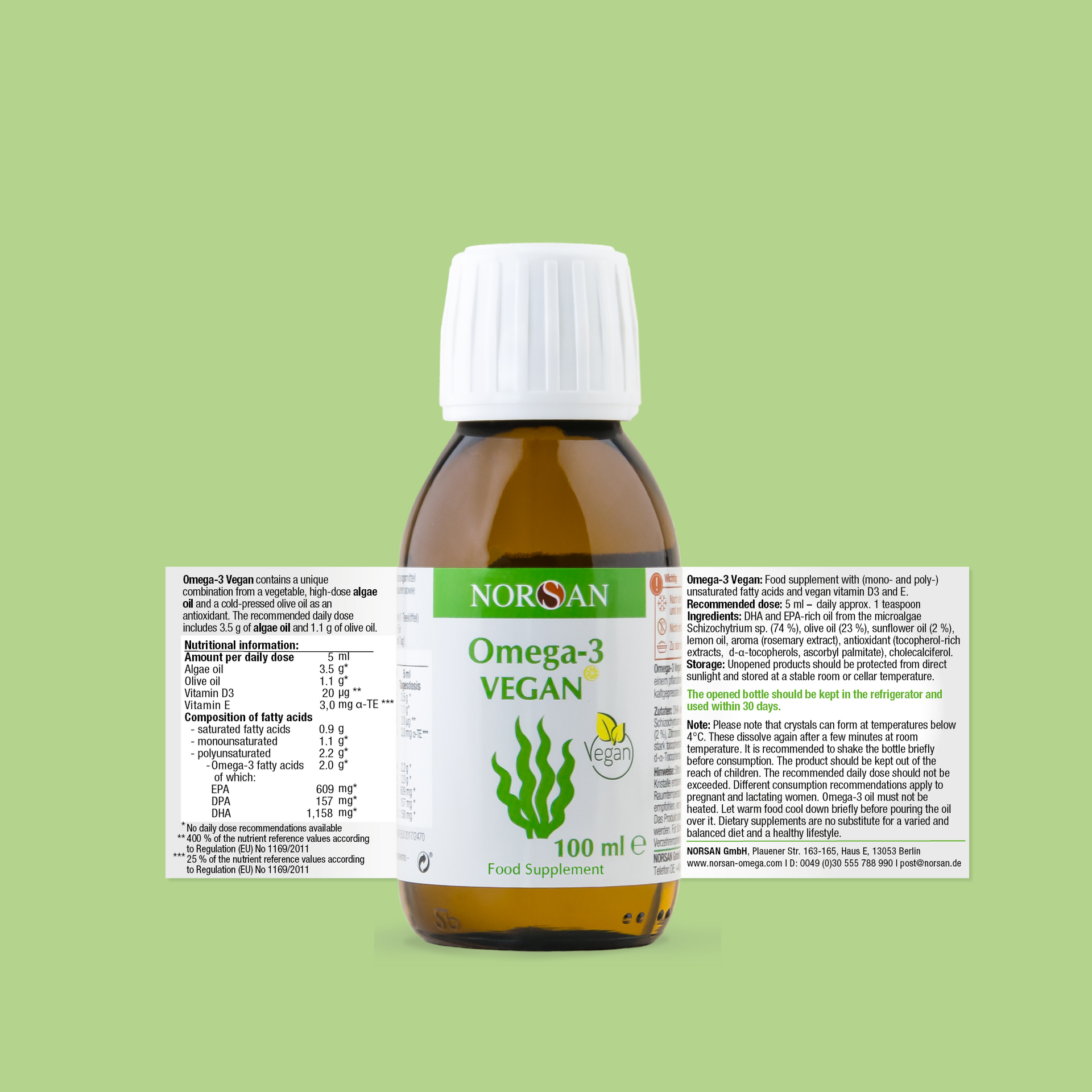 Norsan Omega-3 Vegan Oil 100ml – High EPA DHA GreenVits