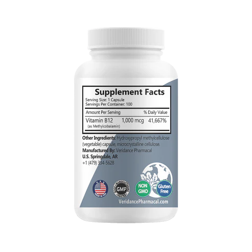Vitamin B12 1000mcg – 100 Vegetable Capsules