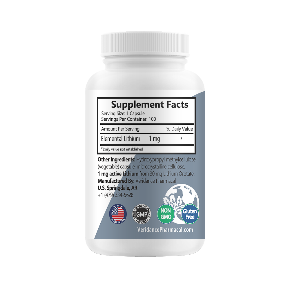 Lithium Orotate 1 mg - 100 vegetable capsules