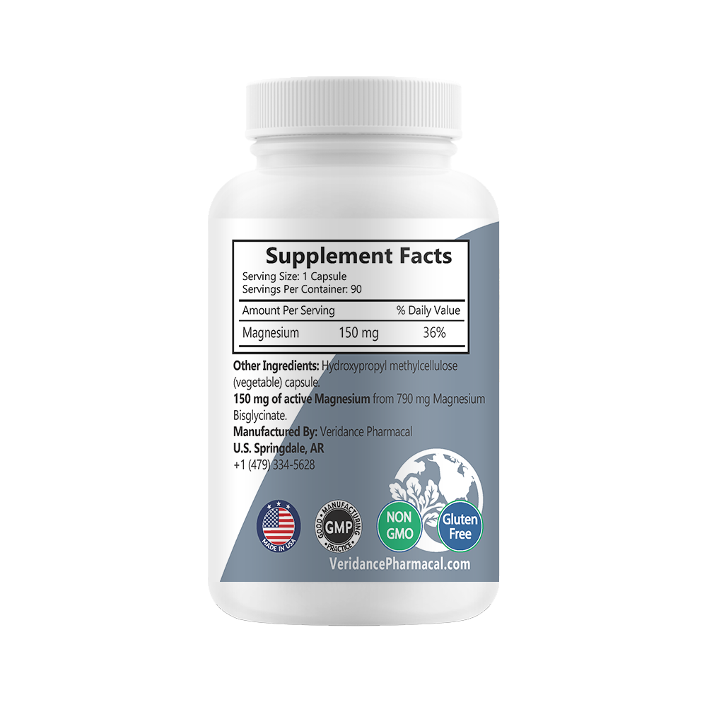 Magnesium Bisglycinate 150mg – 90 Vegetable Capsules