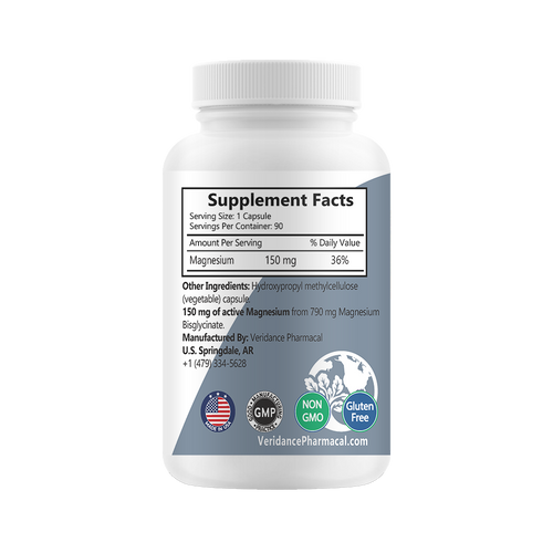 Magnesium Bisglycinate 150mg – 90 Vegetable Capsules